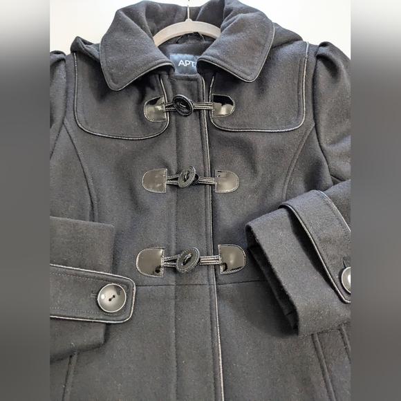 APT 9, Wool blend Coat, Black, Size Medium. - Picture 2 of 12
